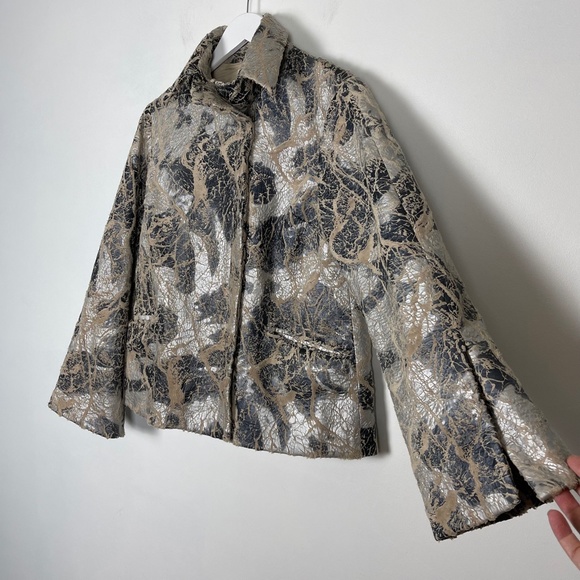 Vintage Lorain Croft Silver Textured Short Swing Jacket - Picture 3 of 6